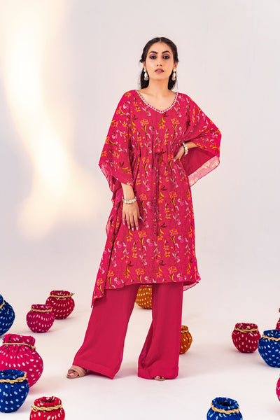 PRINTED V-NECK KAFTAN WITH STRAIGHT PANT