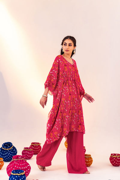 PRINTED V-NECK KAFTAN WITH STRAIGHT PANT