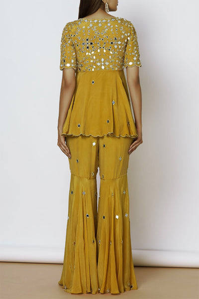 Crepe All Over Scalloped Kurti With New Biased Flared Pants
